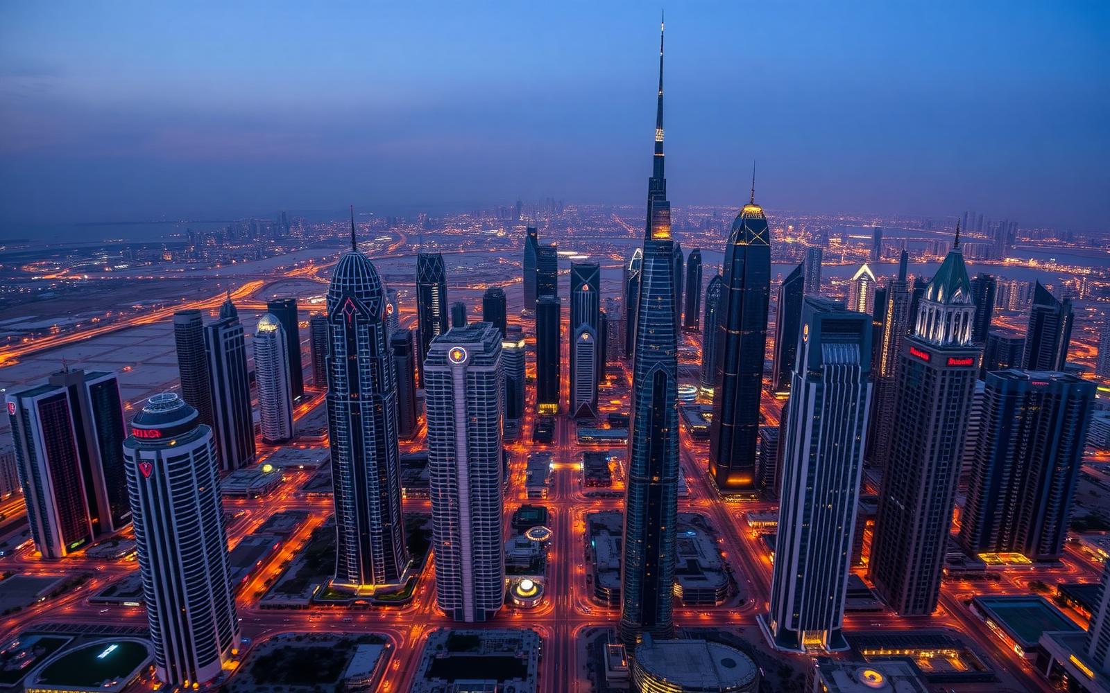 Dubai skyline at blue hour